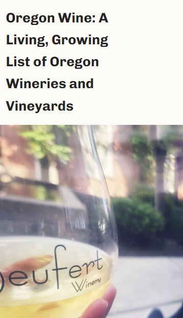 Oregon Wineries and Vineyards